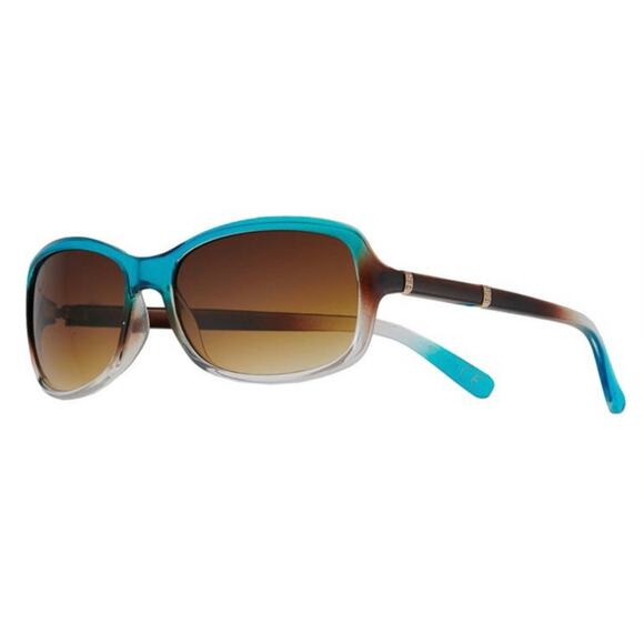 Nine West Womans Brown Blue Oval Wrap Sunglasses - Picture 1 of 12